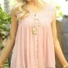 Ananda's Collection | Light Pink Button-Up Sleeveless Tunic - Women -Ananda's Collection Shop zu103540337 main tm1645580445