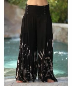 Ananda's Collection | Black & Beige Abstract Button-Accent Wide-Leg Palazzo Pants - Women 11 Ananda's Collection | Black & Beige Abstract Button-Accent Wide-Leg Palazzo Pants - Women -Ananda's Collection Shop zu103626370 alt 4 tm1645815218