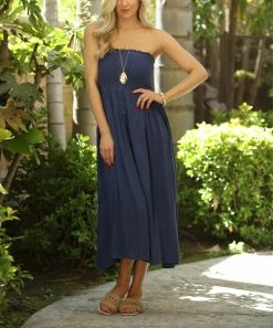 Ananda's Collection | Navy Button-Up Smocked Sleeveless Midi Dress - Women & Plus -Ananda's Collection Shop zu103798430 alt 2 tm1646326101