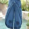 Ananda's Collection | Denim Blue Embroidered Wide-Leg Pants - Women -Ananda's Collection Shop zu105997057 main tm1652983523