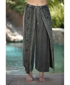 Ananda's Collection | Gray Embroidered Split Elastic-Waist Pants - Women -Ananda's Collection Shop zu106021406 alt 2 tm1653402882