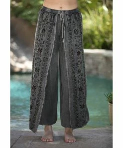 Ananda's Collection | Gray Embroidered Split Elastic-Waist Pants - Women -Ananda's Collection Shop zu106021406 alt 3 tm1653402882