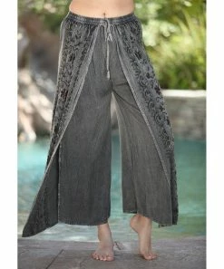 Ananda's Collection | Gray Embroidered Split Elastic-Waist Pants - Women -Ananda's Collection Shop zu106021406 alt 6 tm1653402882