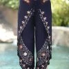 Ananda's Collection | Navy Embroidered Split Elastic-Waist Crop Pants - Women -Ananda's Collection Shop zu106021407 main tm1653402882