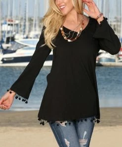 Ananda's Collection | Black Pom-Pom Hem Tunic - Women & Plus