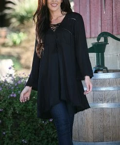 Ananda's Collection | Black Lace-Up Tunic - Women -Ananda's Collection Shop zu40962481 alt 4 tm1471115254