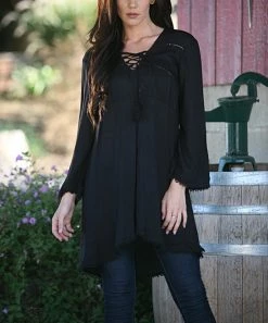 Ananda's Collection | Black Lace-Up Tunic - Women