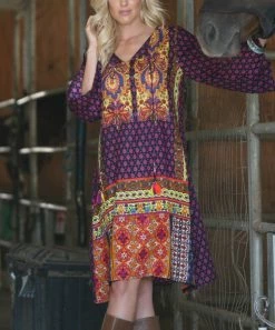 Ananda's Collection | Black & Yellow Patchwork Long-Sleeve Shift Dress - Women -Ananda's Collection Shop zu40963535 alt 2 tm1470931422