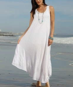 Ananda's Collection | White Embroidered Maxi Dress - Women