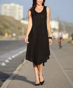 Ananda's Collection | Black Embroidered Paisley Semi-Sheer Shift Dress - Women -Ananda's Collection Shop zu48300480 alt 2 tm1495573699