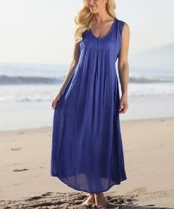 Ananda's Collection | Blue V-Neck Sleeveless Maxi Dress - Women