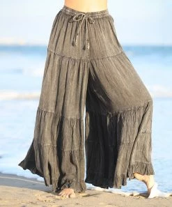 Ananda's Collection | Gray Tiered Tie-Waist Palazzo Pants - Women -Ananda's Collection Shop zu57411615 alt 3 tm1525540295