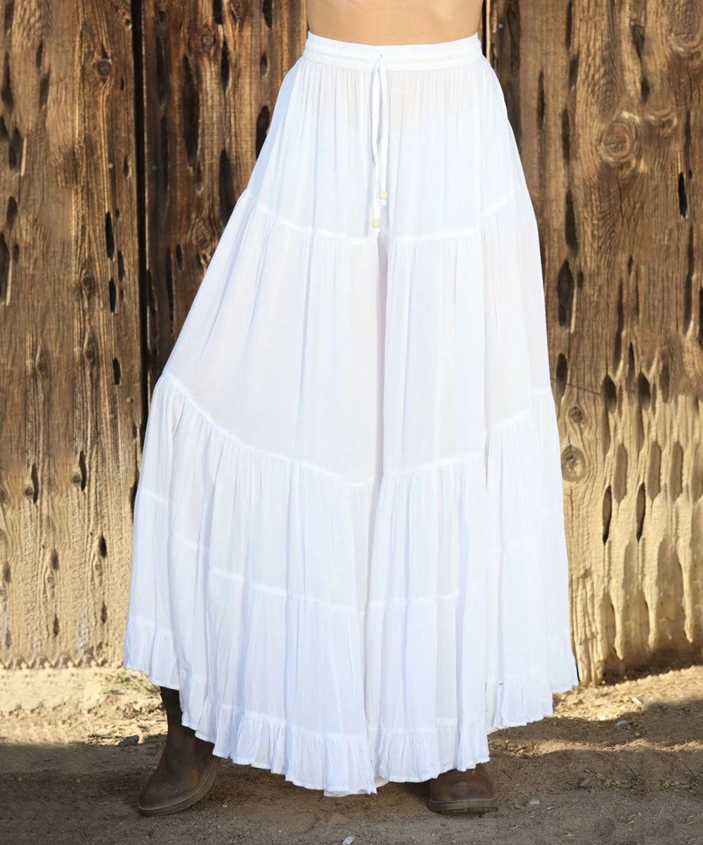 Ananda's Collection | White Sheer Tiered Palazzo Pants - Women 5 Ananda's Collection | White Sheer Tiered Palazzo Pants - Women - Image 3