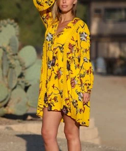 Ananda's Collection | Yellow & Red Floral Lace-Detail Hi-Low Dress - Women -Ananda's Collection Shop zu58372532 alt 4 tm1529429739