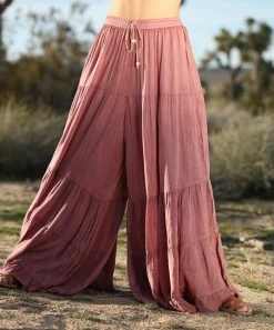 Ananda's Collection | Rose Tiered Tie-Waist Palazzo Pants - Women