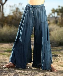 Ananda's Collection | Blue Tiered Tie-Waist Palazzo Pants - Women