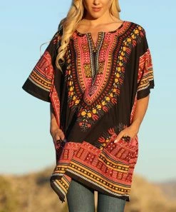 Ananda's Collection | Black & Pink Abstract Pocket Notch Neck Tunic Dress - Plus -Ananda's Collection Shop zu73591949 alt 3 tm1563301288