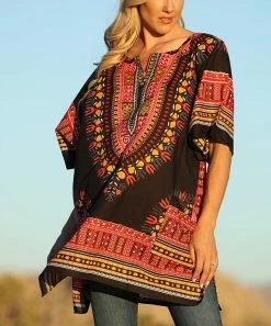 Ananda's Collection | Black & Pink Abstract Pocket Notch Neck Tunic Dress - Plus -Ananda's Collection Shop zu73591949 alt 4 tm1563301288