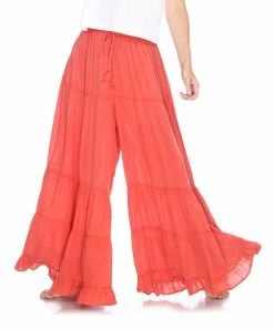Ananda's Collection | Coral & Tan Pallazzo Pants - Women
