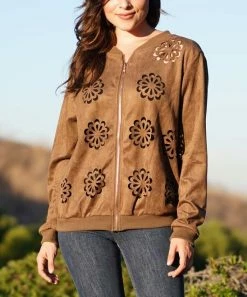 Ananda's Collection | Brown Floral Cutout Jacket - Women