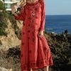 Ananda's Collection | Rust Embroidered Long-Sleeve Maxi Dress - Women -Ananda's Collection Shop zu83776335 main tm1579125730