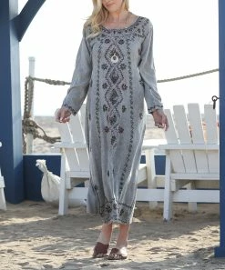 Ananda's Collection | Gray Embroidered Maxi Dress - Women -Ananda's Collection Shop zu83990409 alt 4 tm1579889732