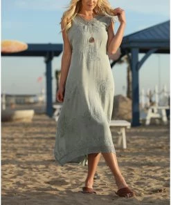 Ananda's Collection | Light Green Embroidered Sleeveless Maxi Dress - Women -Ananda's Collection Shop zu84910650 alt 3 tm1583351095