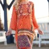 Ananda's Collection | Orange & Yellow Patchwork Long-Sleeve Shift Dress - Women