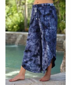 Ananda's Collection | Blue Tie-Dye Wrap Gaucho Pants - Women -Ananda's Collection Shop zu87038211 alt 4 tm1591380175