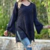 Ananda's Collection | Navy Semi-Sheer Bell-Sleeve Peasant Tunic - Women -Ananda's Collection Shop zu87045471 main tm1591380361