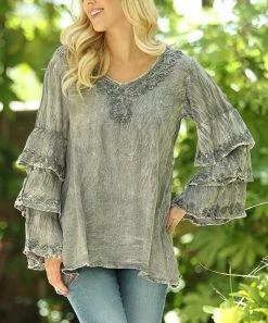 Ananda's Collection | Gray Swirl Tiered-Sleeve Tunic - Women -Ananda's Collection Shop zu87045485 alt 4 tm1591380361