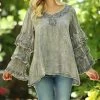 Ananda's Collection | Gray Swirl Tiered-Sleeve Tunic - Women -Ananda's Collection Shop zu87045485 main tm1591380361