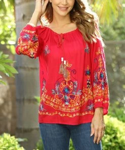 Ananda's Collection | Wine Embroidered Tassel-Accent Tunic - Women 10 Ananda's Collection | Wine Embroidered Tassel-Accent Tunic - Women -Ananda's Collection Shop zu89653604 alt 3 tm1601038617