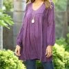 Ananda's Collection | Purple Sheer-Accent Long-Sleeve Tunic Dress - Women