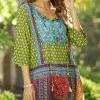 Ananda's Collection | Green Patchwork Three-Quarter Sleeve Tunic - Women -Ananda's Collection Shop zu89653647 main tm1601038617