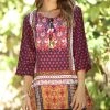 Ananda's Collection | Fuchsia Patchwork Three-Quarter Sleeve Tunic - Women -Ananda's Collection Shop zu89663249 main tm1601038617
