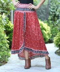 Ananda's Collection | Rust & Black Paisley Floral Ruffle Maxi Skirt - Women -Ananda's Collection Shop zu90886086 alt 4 tm1605725686