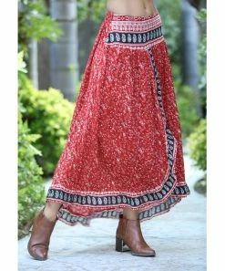 Ananda's Collection | Rust & Black Paisley Floral Ruffle Maxi Skirt - Women -Ananda's Collection Shop zu90886086 alt 5 tm1605725686