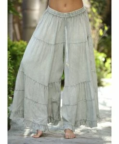 Ananda's Collection | Light Sage Tiered Tie-Waist Palazzo Pants - Women -Ananda's Collection Shop zu94209976 alt 4 tm1616009151