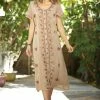 Ananda's Collection | Beige Floral Embroidered Bell-Sleeve Shift Dress - Women -Ananda's Collection Shop zu94209988 main tm1616009151
