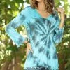 Ananda's Collection | Turquoise & Black Tie-Dye Pom-Pom Hem Tunic - Women