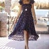 Ananda's Collection | Navy Floral Smocked Flutter-Sleeve Hi-Low Dress - Women -Ananda's Collection Shop zu97855627 main tm1626870385